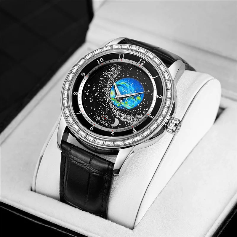 Leather Luxury Full Sky Star Quartz Watch for Men