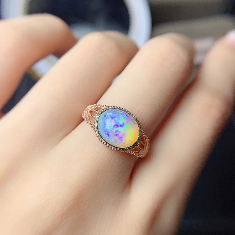 925 Silver White Opal Ring for Women