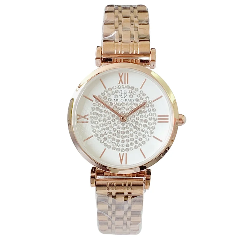 Women's Casual Wristwatch with Rhinestones & Quartz Movement