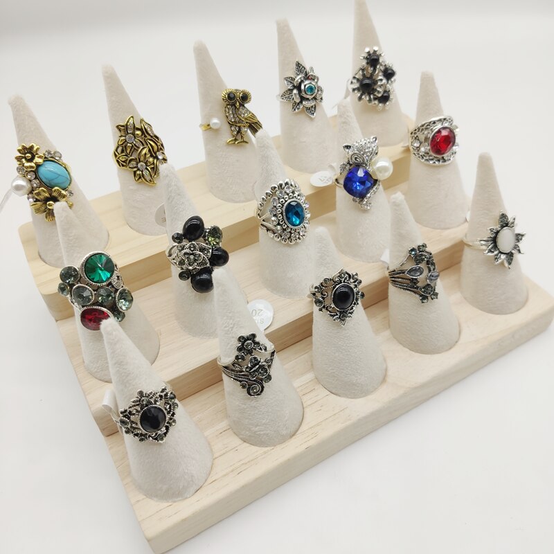 20pcs/Lot Luxury Big Crystal Wedding Finger Rings For Women Queen Engagement Jewelry Pearl Prom Ring Decorate Classic Gifts Girl