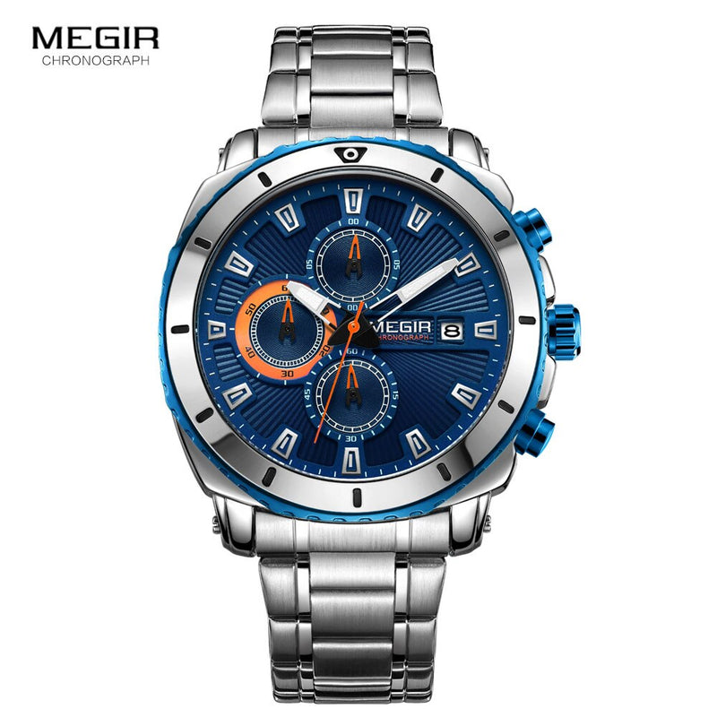 Stainless Steel Blue Chronograph Watch for Men