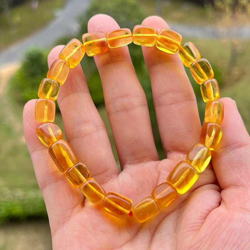 Sterling Silver Natural Amber Bracelet for Unisex