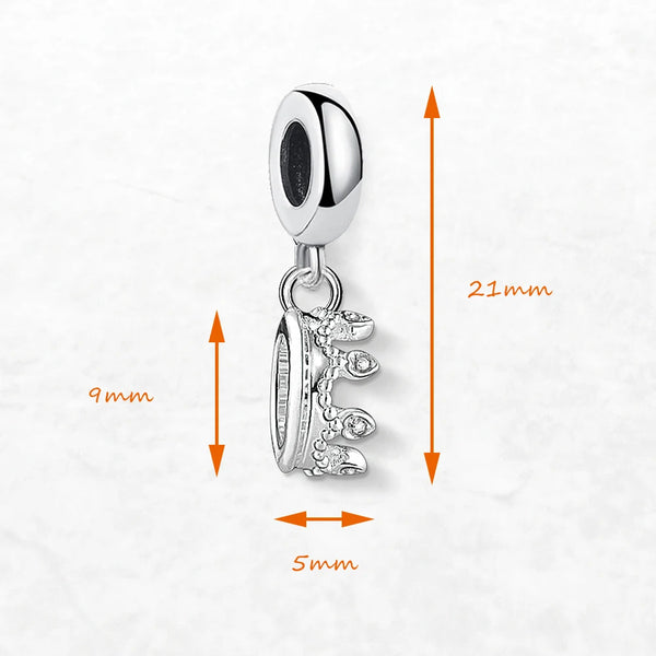 925 Sterling Silver Crown Pendant Charm for Women