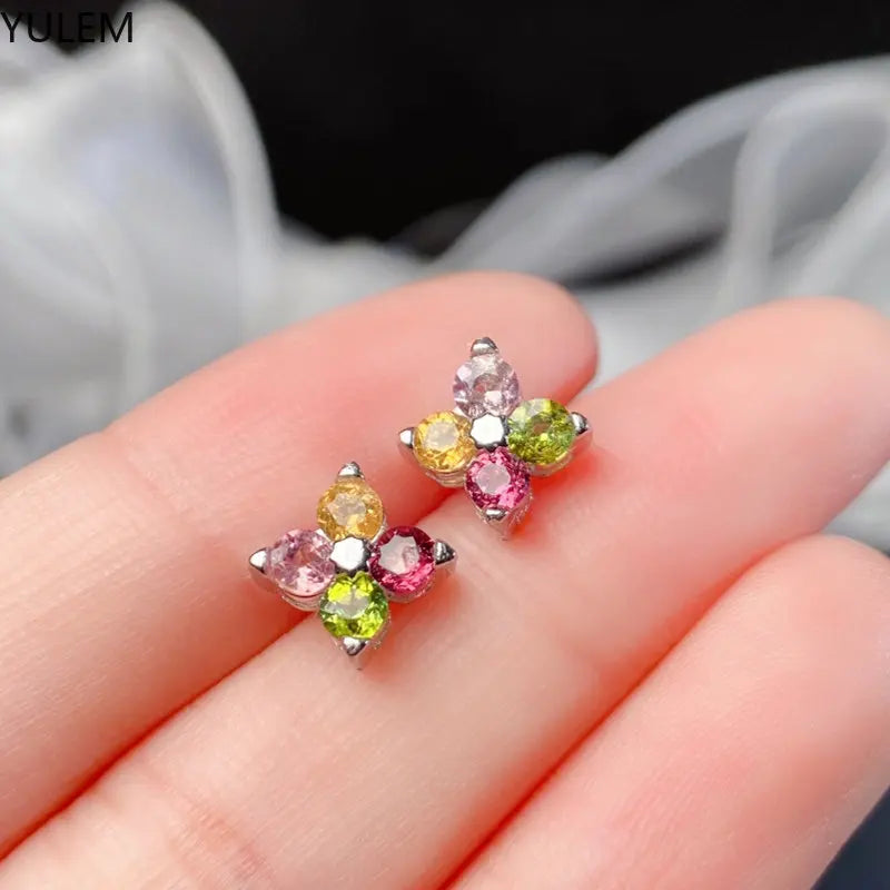 Sterling Silver Tourmaline Stud Earrings for Women