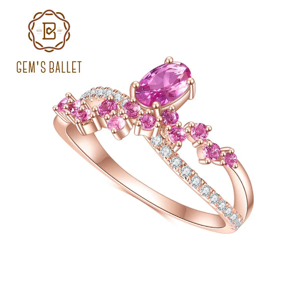 925 Sterling Silver Pink Sapphire Engagement Ring for Women