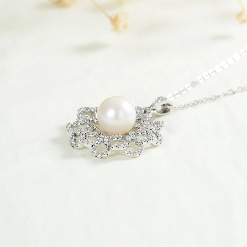 925 Sterling Silver Freshwater Pearl Pendant Necklace for Women