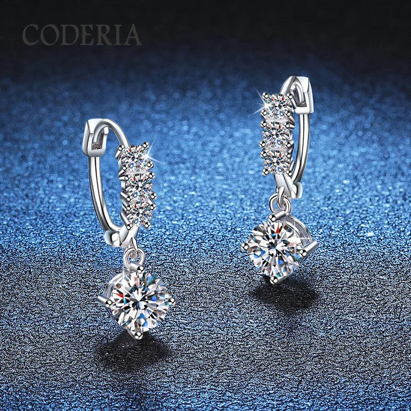 925 Sterling Silver 1 CT Diamond Simulant Drop Earrings for Women