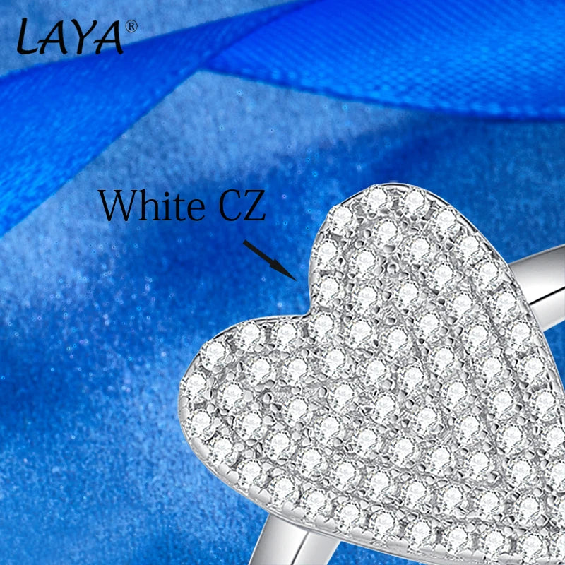 925 Sterling Silver Heart Shaped Zircon Ring for Women