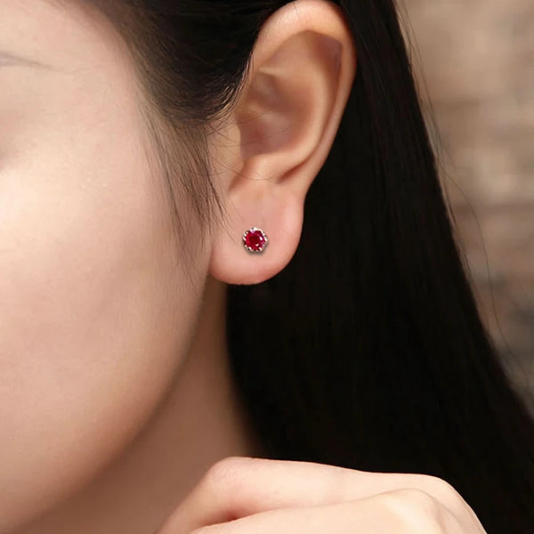 14k Rose Gold Ruby Stud Earrings for Women