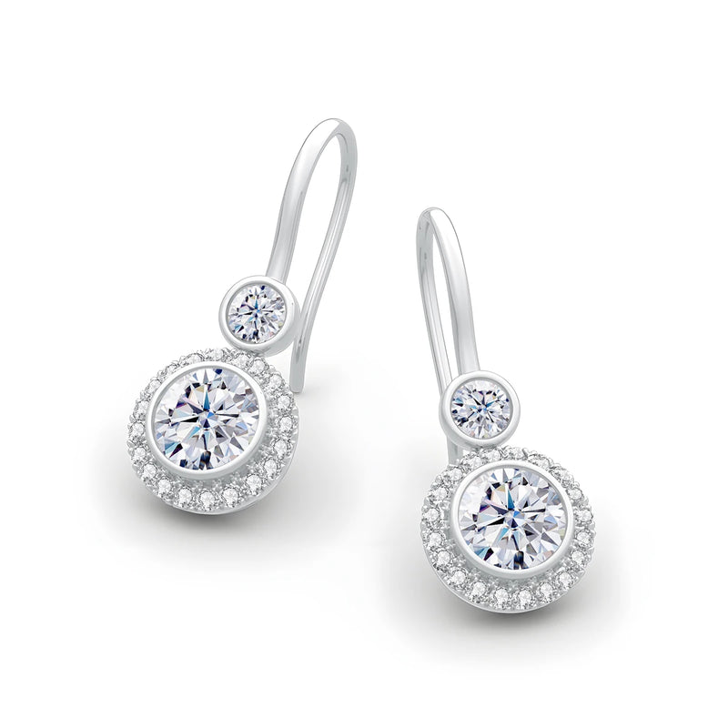 925 Silver 1ct Moissanite Drop Earrings for Women