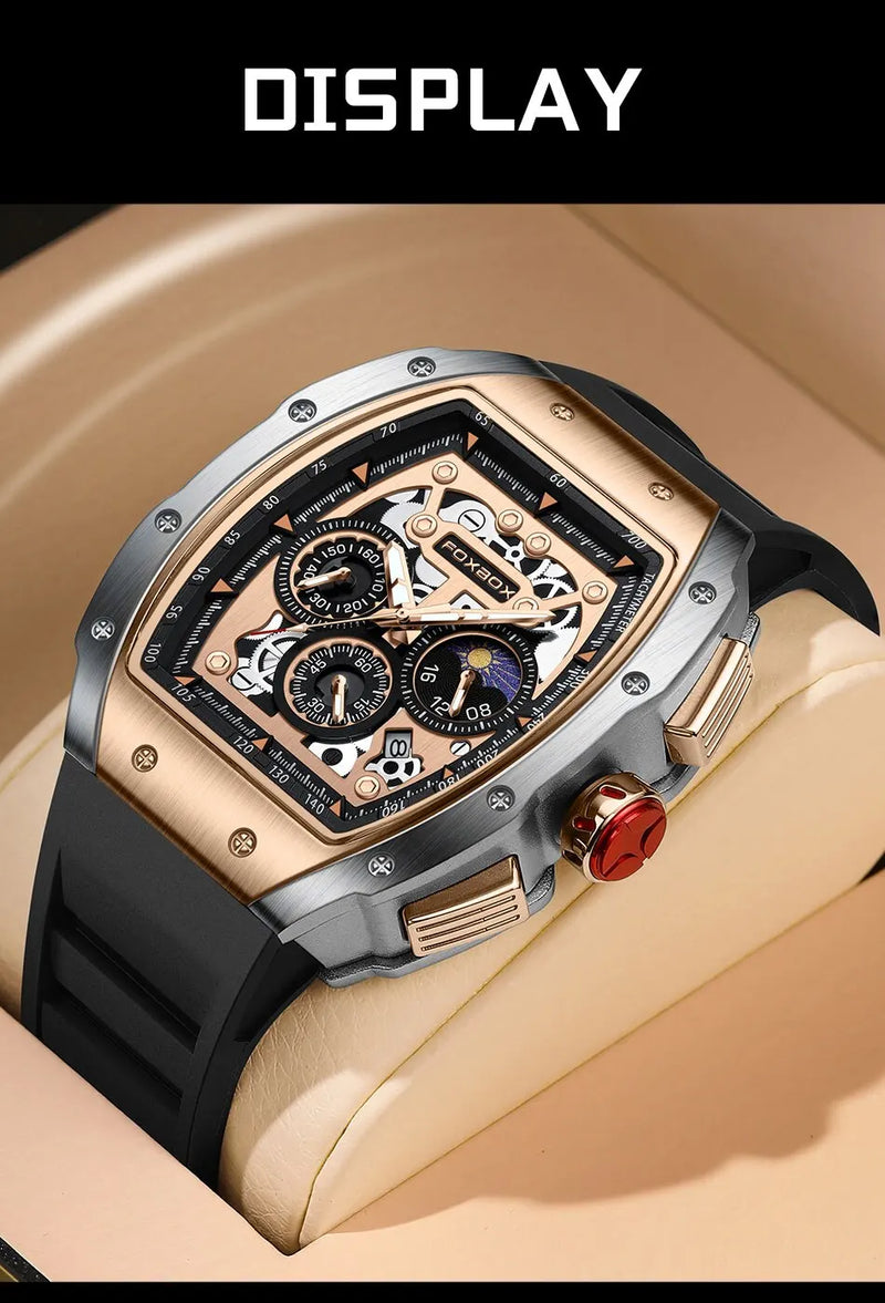 Stainless Steel Quartz Chronograph Wristwatch for Men