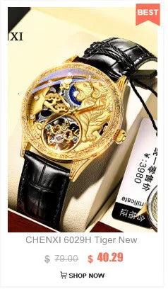 Gold Hollowed Automatic Waterproof Night Watch for Ladies