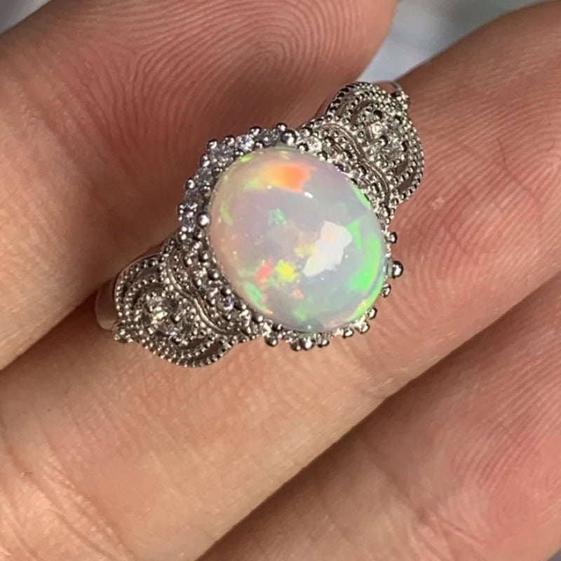 Silver 925 Opal Ring for Women