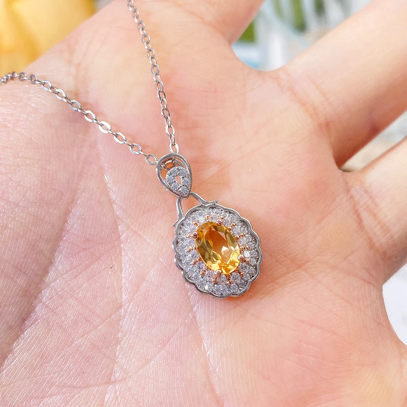 925 Sterling Silver Garnet Peridot Citrine Cubic Zircon Pendant Necklace for Women