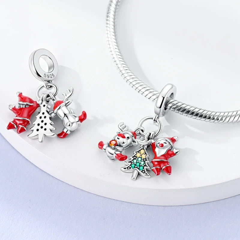 925 Sterling Silver Christmas Charms for Women