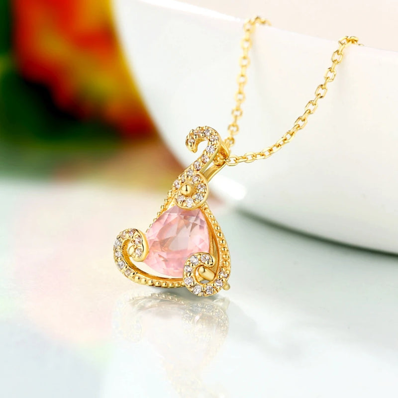 925 Sterling Silver Rose Quartz Pendant .50ctw for Woman