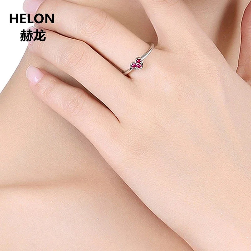 14k White Gold Red Ruby Ring for Women