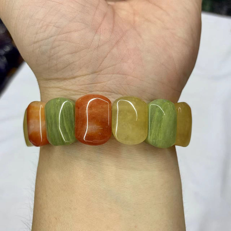 Sterling Silver Natural Lighter Imperial Jade Stone Beads Bracelet for Women