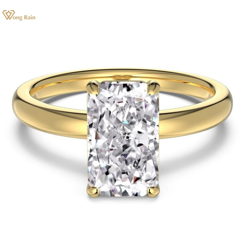 18K Gold Plated Silver Diamond Engagement Ring for Women