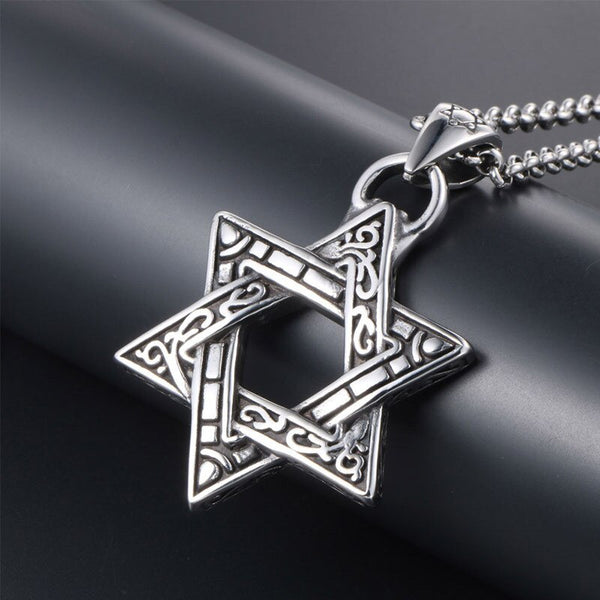 Titanium Hexagram Stars Pendant Necklace for Men