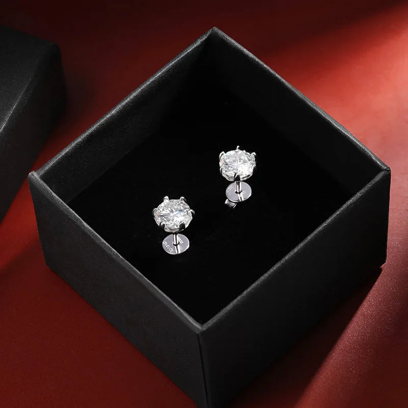 925 Sterling Silver 0.2-2 Ctw Moissanite Stud Earrings for Women