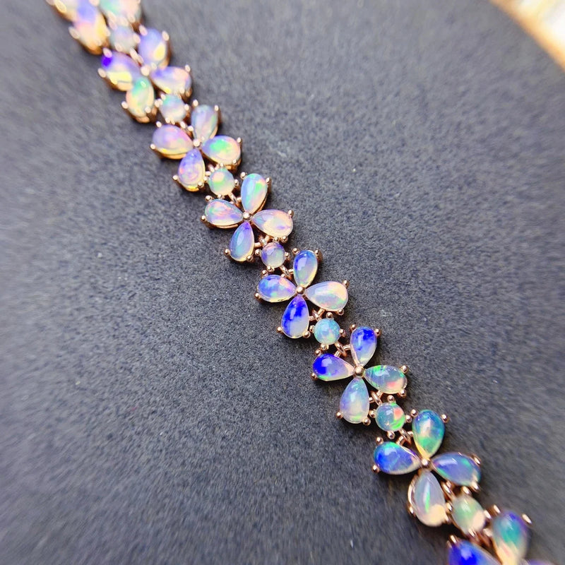 S925 Silver Natural Opal Bracelet, Water Drop, 3x5mm, 16+3cm, for Women