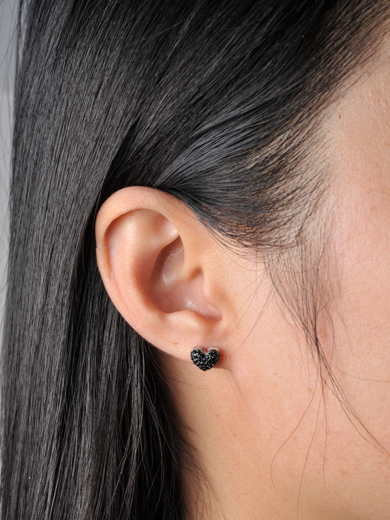 925 Sterling Silver Natural Black Spinel Stud Earrings for Women