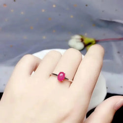 925 Silver Natural Myanmar Ruby Ring 7x5mm for Women & Men