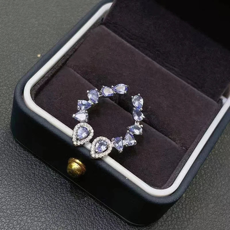 925 Sterling Silver Tanzanite Stud Earrings for Women