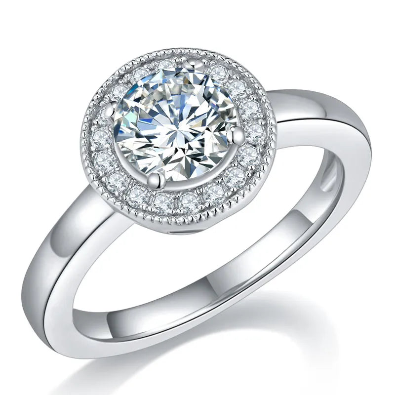 925 Silver 1ct Moissanite Engagement Ring for Women