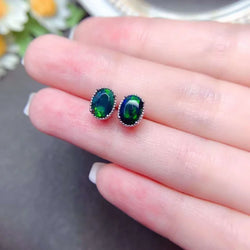 925 Sterling Silver Black Opal Earring for Women