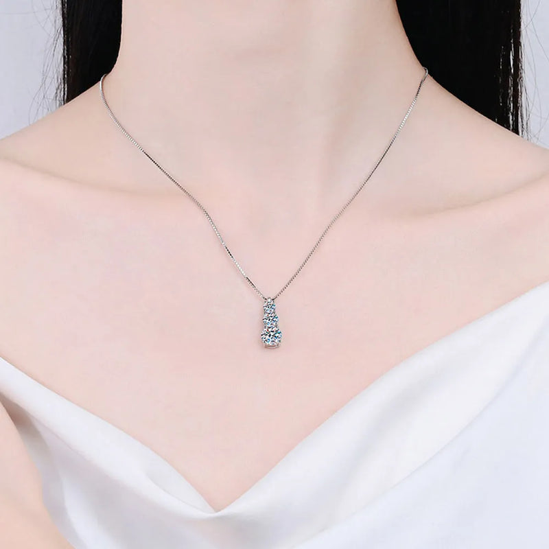 925 Sterling Silver Plated 18k White Gold Moissanite Diamond Necklace for Woman