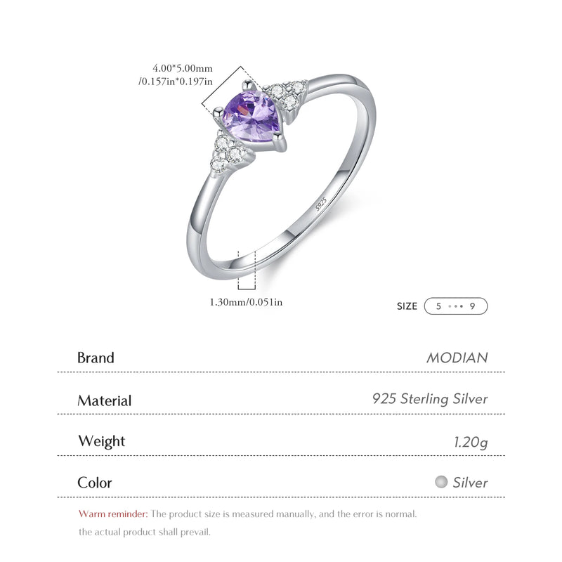 Sterling Silver Water Drop Cubic Zirconia Cocktail Ring for Women