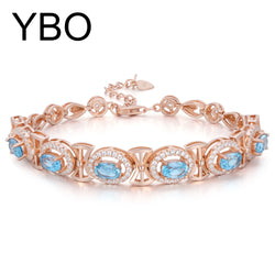 925 Sterling Silver Natural Topaz Tennis Bracelet for Women