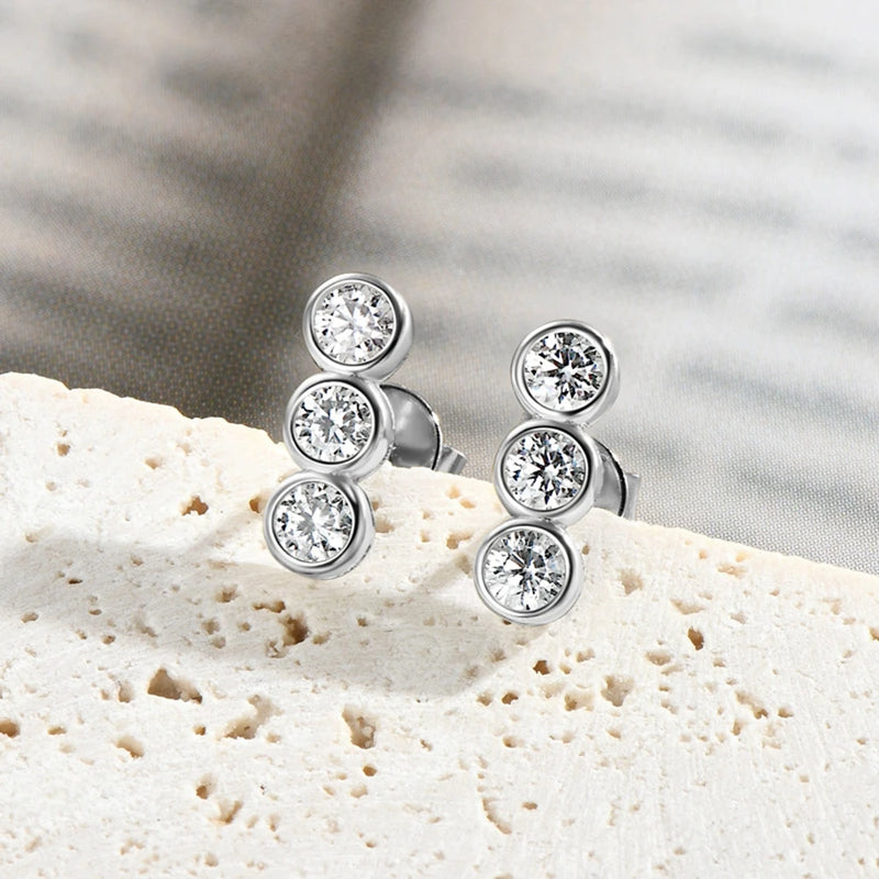 18K Gold Plated Sterling Silver Moissanite Stud Earrings for Women