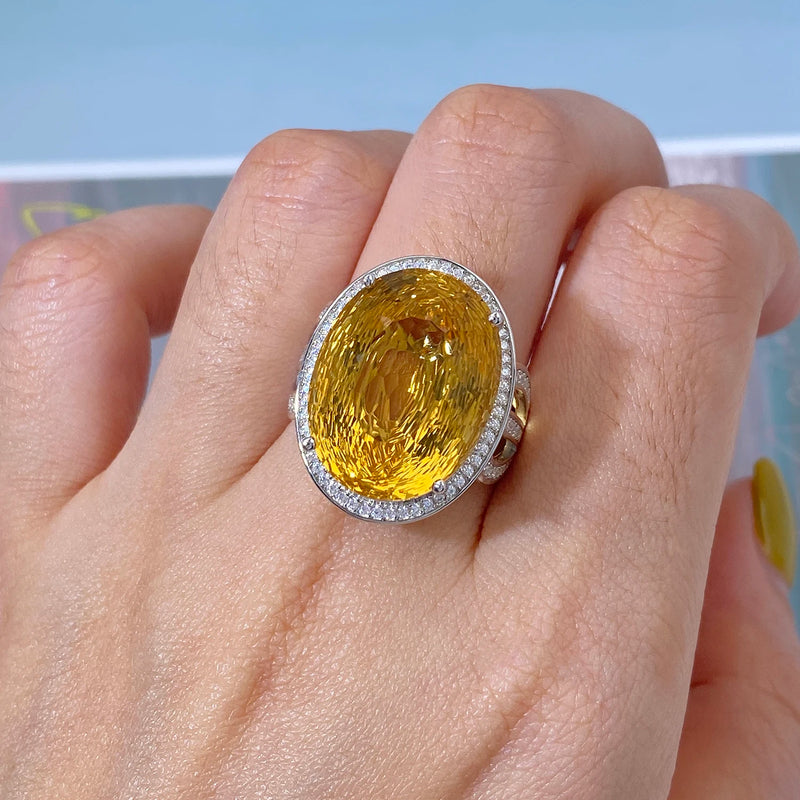 925 Sterling Silver Citrine Ring for Women