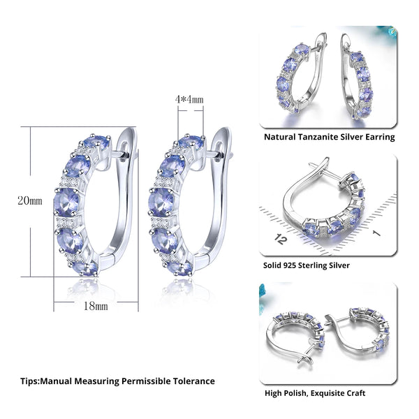 Sterling Silver 2.70 Carat Tanzanite Clip Earrings for Women