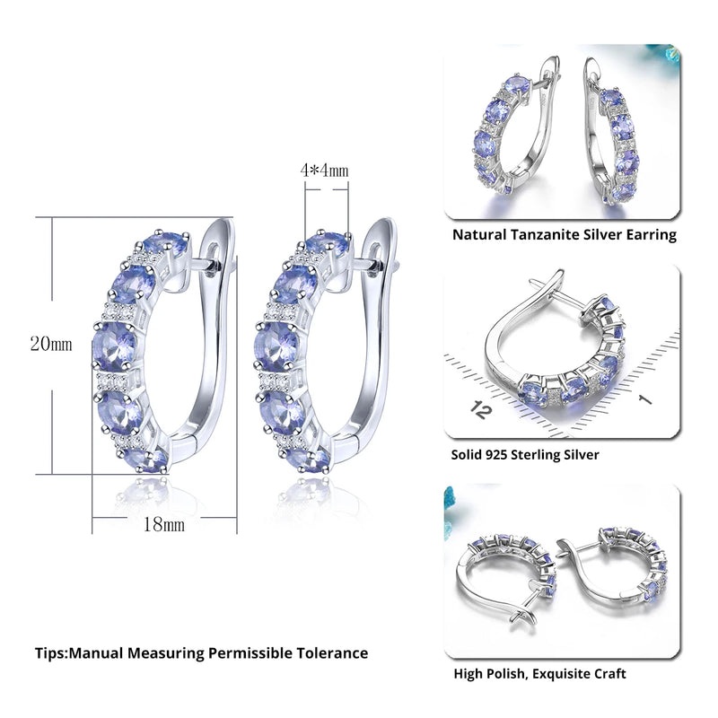 Sterling Silver 2.70 Carat Tanzanite Clip Earrings for Women