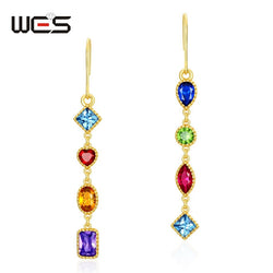 925 Sterling Silver Rainbow Zircon Earrings for Women