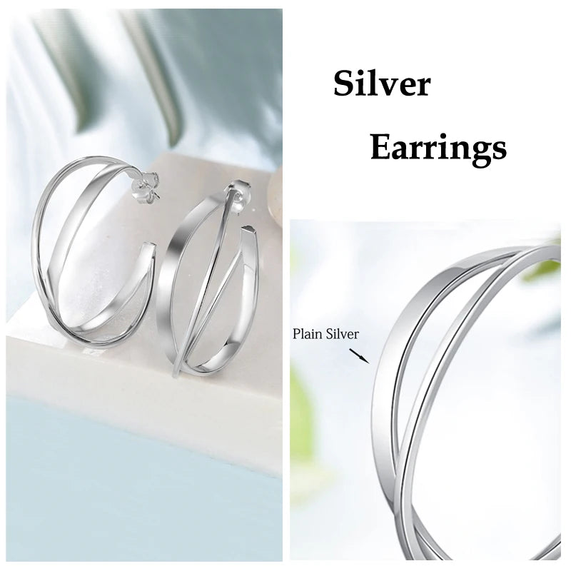 Sterling Silver X Shape Earrings For Women