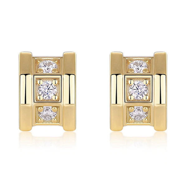 Sterling Silver 18K Gold Plated 2MM Moissanite Earrings for Women