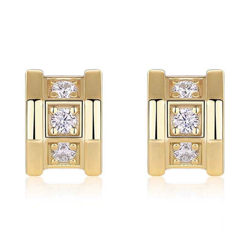 Sterling Silver 18K Gold Plated 2MM Moissanite Earrings for Women