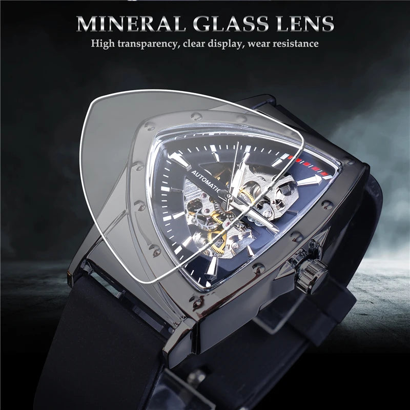 Stainless Steel Transparent Skeleton Wrist Watch for Men