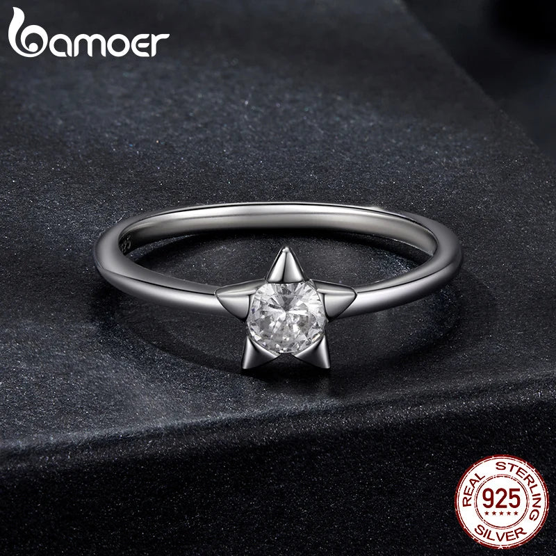 925 Sterling Silver Moissanite Star Ring for Women