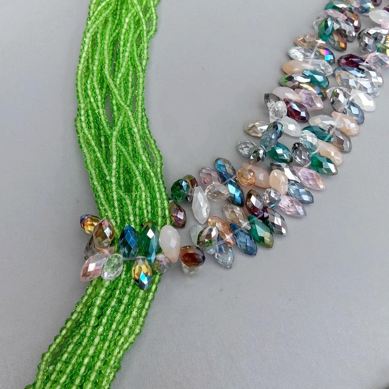Gold Vermeil Green Crystal Lariat Necklace for Her