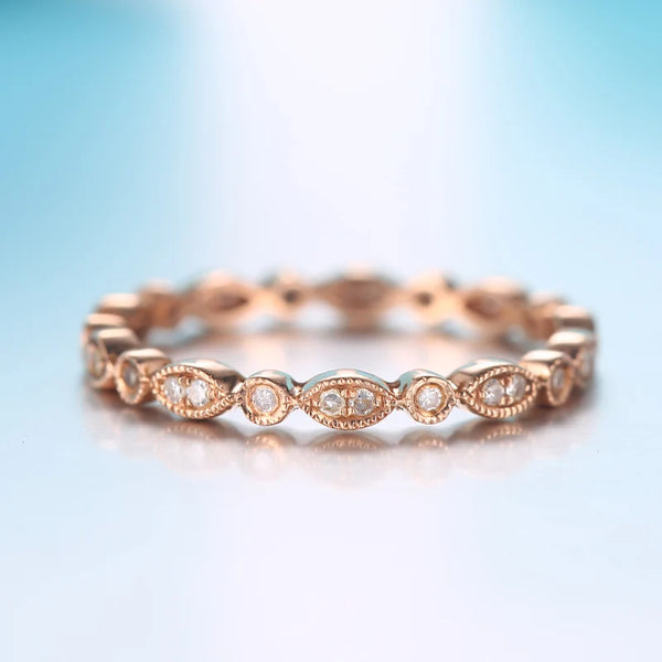 10k Rose Gold Natural Diamonds Eternity Band Ring for Women