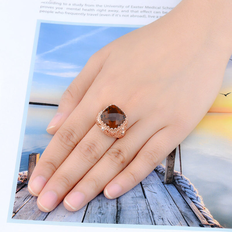 Rose Gold Plated Rutile 9.2ct Ring for Women