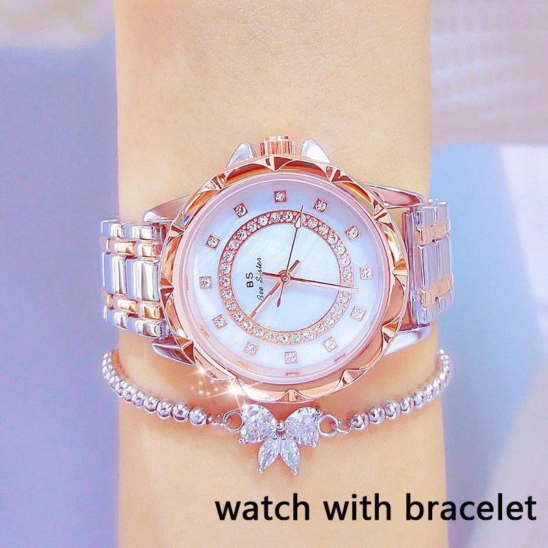 Diamond Women Luxury Brand Watch Rhinestone Elegant Ladies Watches Gold Clock Wrist Watches For Women relogio feminino