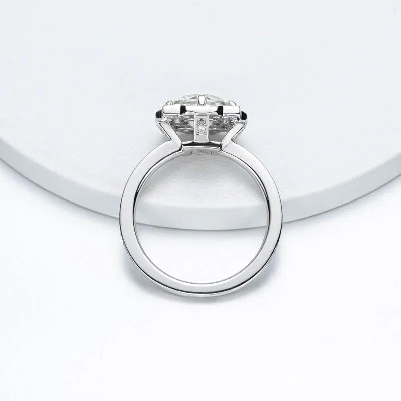 925 Silver 2.5ct Moissanite Round Cut Engagement Ring for Women