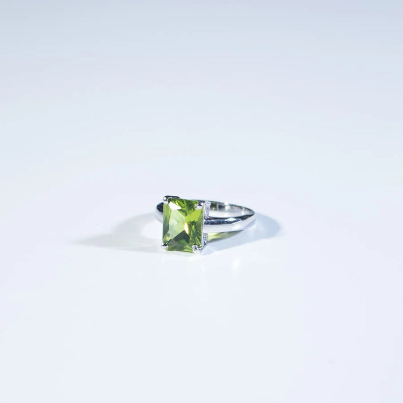 Sterling Silver Peridot Earrings Pendant Ring Set for Her